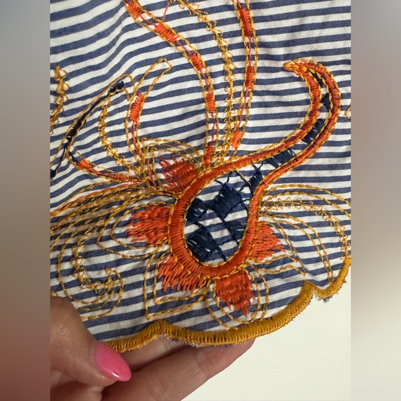 S37 Peck & Peck Size XL Blue Striped Embroidered Button Down - Picture 6 of 7